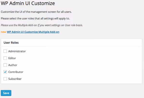 Selecting a user role in plugin settings