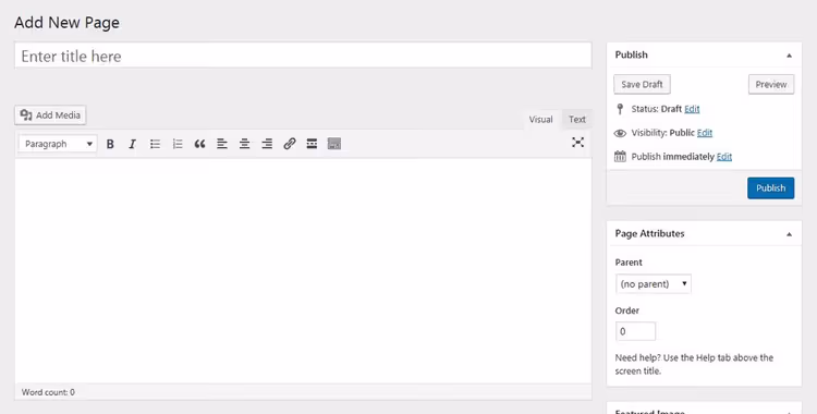 Classic WordPress editor with a single text field