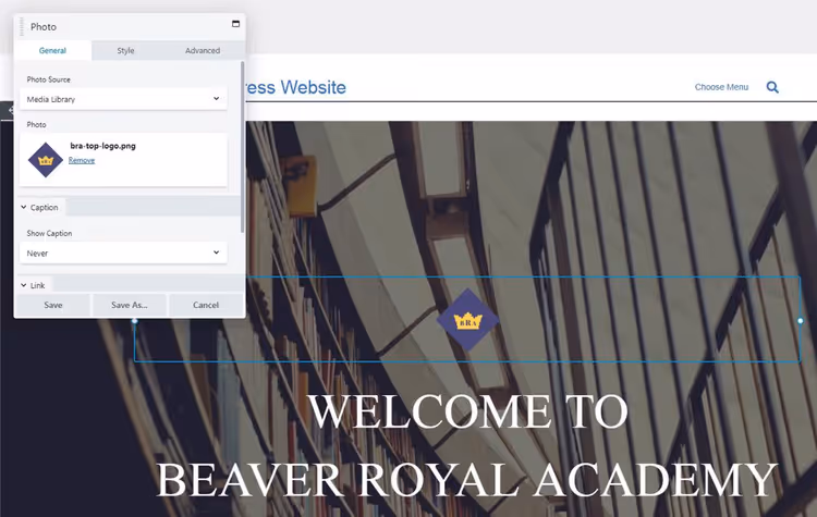Module settings panel in Beaver Builder