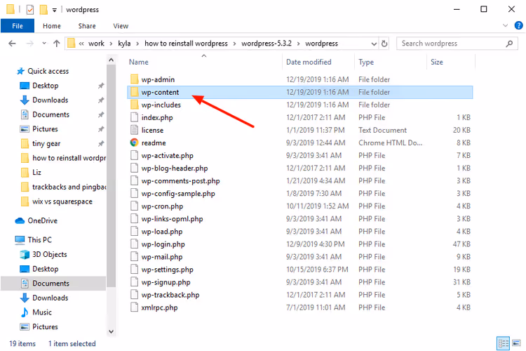 Deleting the wp-content folder from the downloaded WordPress archive before uploading to the server
