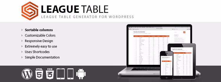 League Table plugin, responsive sorterbare tabeller