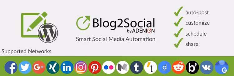 Главная страница плагина Blog2Social в админке WordPress