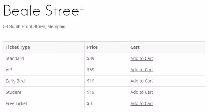 Automatic ticket display on a Tickera event page