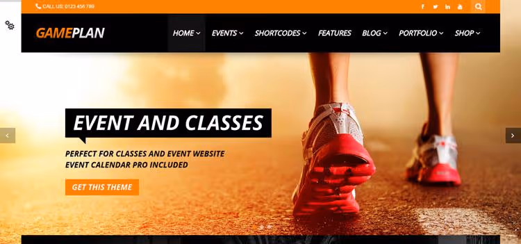 GamePlan, tema para eventos de fitness y ocasiones deportivas