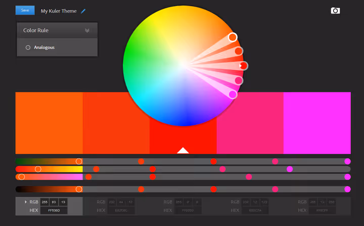 Adobe Color-gränssnitt med färghjul