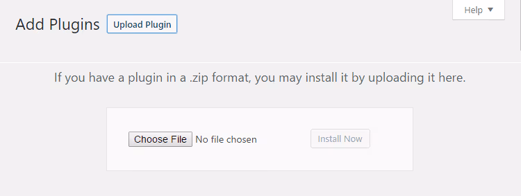 Schaltfläche zum Hochladen eines Plugins vom Computer im WordPress-Admin