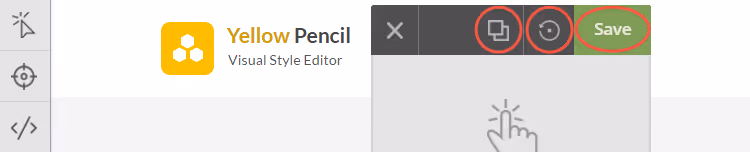 Schaltflächen für Vorschau, Zurücksetzen und Änderungen speichern in Yellow Pencil