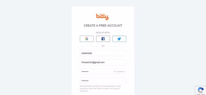 Bitlyn rekisteröitymislomake