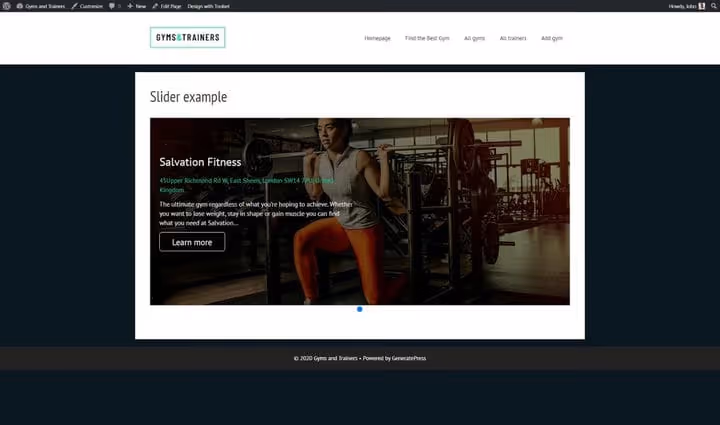 Dynamisk innholdskarussell med tekst og pris