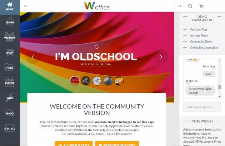 Woffice product page on ThemeForest with description of intranet features