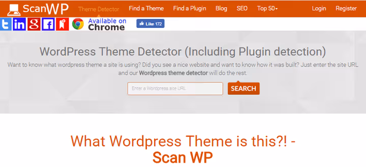 Інтерфейс детектора тем і плагінів WordPress ScanWP