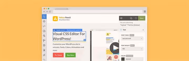 Editor CSS visivo Yellow Pencil in azione