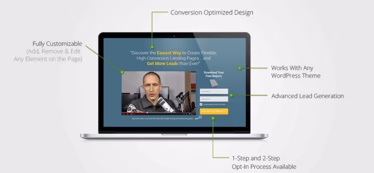 Modello di landing page Thrive Architect con modulo di acquisizione