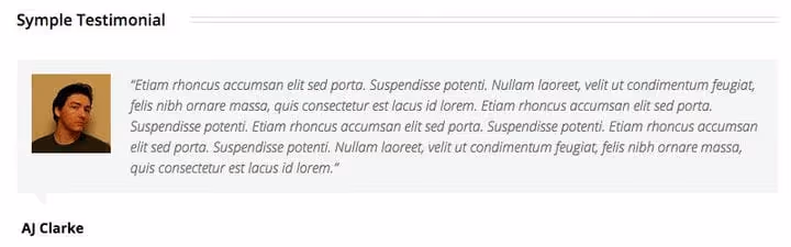 Shortcode testimonianze Symple Shortcodes nell'editor visivo