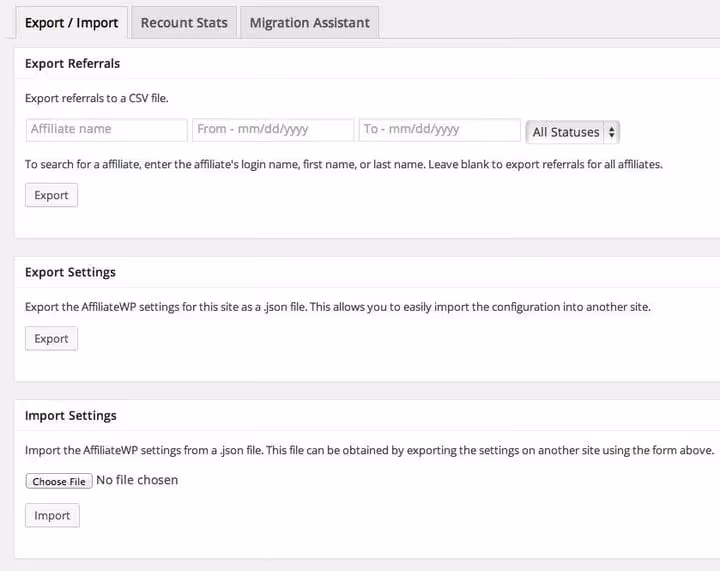 Export des données de filleuls au format CSV et migration des paramètres