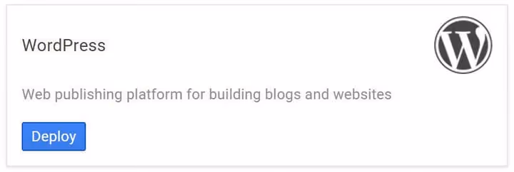 Botão de implementação do WordPress no Google Cloud Marketplace