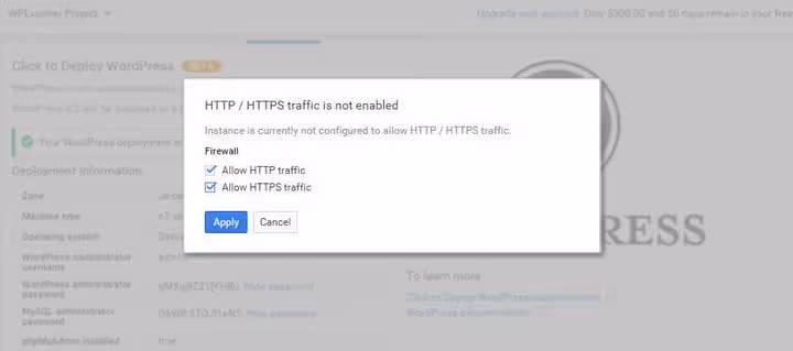 Configuração de permissões de tráfego HTTP e HTTPS para máquina virtual