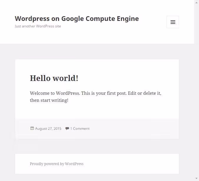 Site WordPress funcional aberto por endereço IP após instalação