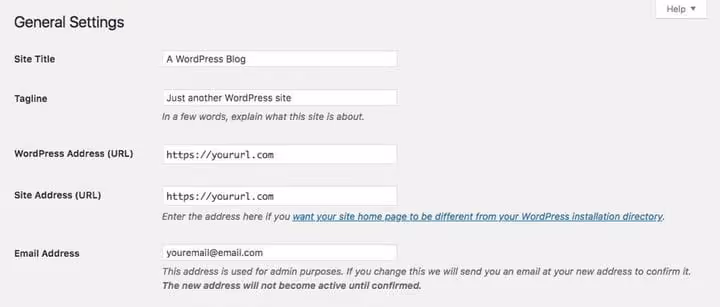 WordPress-Adresse und Website-Adresse Einstellungen