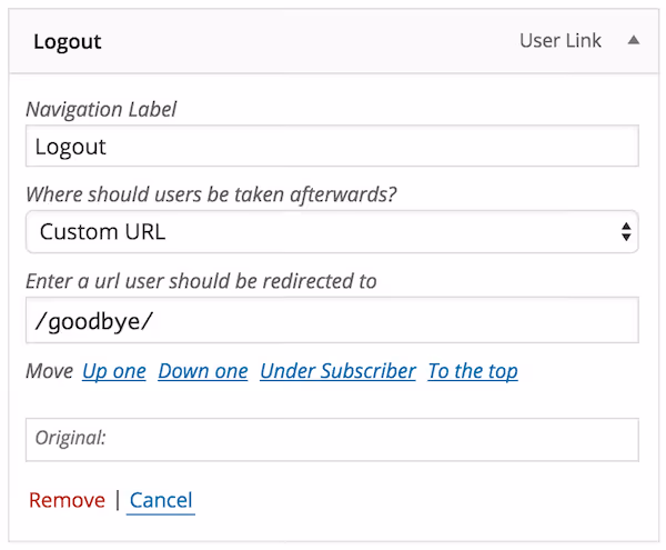 Adding login and logout links to the WordPress menu