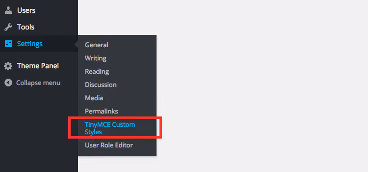 Plugin TinyMCE Custom Styles ativado na lista de plugins do WordPress