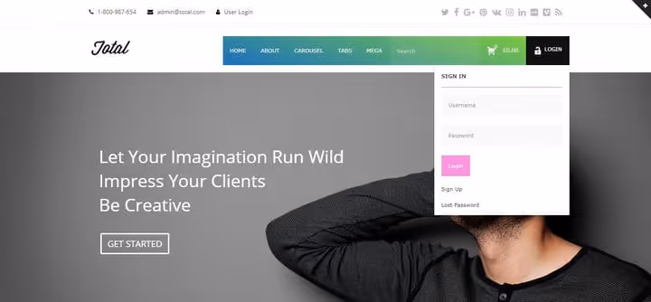 Apparence finale de QuadMenu après configuration de base