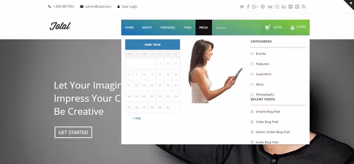 Apparence finale du méga menu sur le site