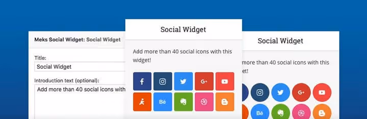Meks Smart Social widget för sociala ikoner med stilval