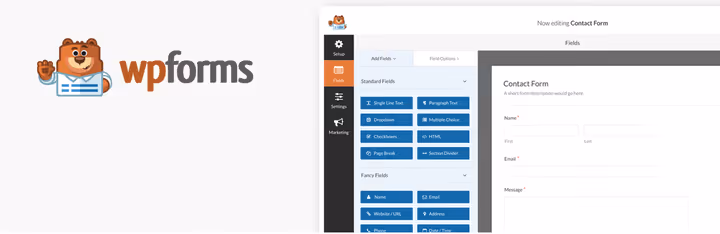 WPForms visuell formulärbyggare i admin