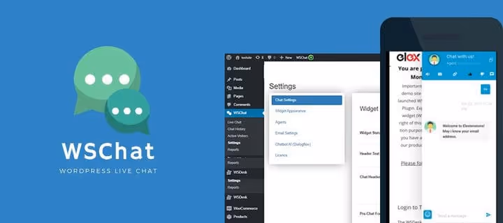 WSChat livechatt-widget på en WordPress-webbplats