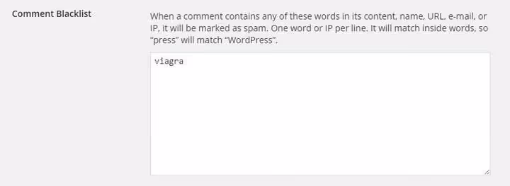 Lista negra de comentários do WordPress
