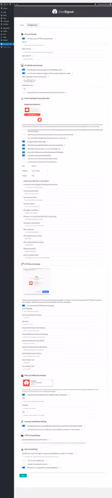 Karta Configuration w ustawieniach wtyczki OneSignal