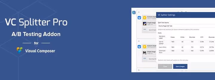 Модуль VC Splitter з переглядом статистики A/B-тесту WPBakery