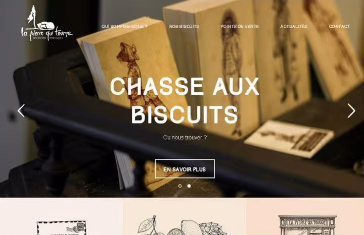 Website der Bäckerei La Pierre Qui Tourne mit Vollbild-Slider
