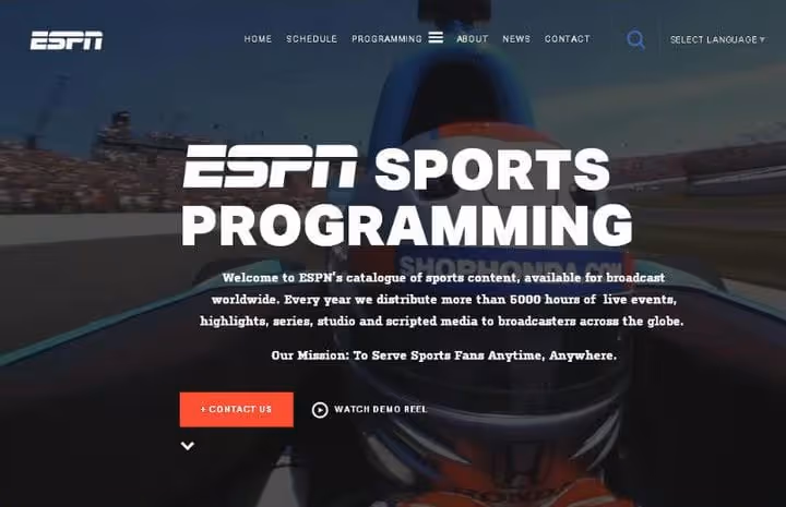 ESPN-Sportprogramm-Website auf WordPress