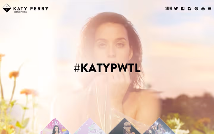 Katy Perry Website mit Vollbild-Hintergrundbildern auf WordPress