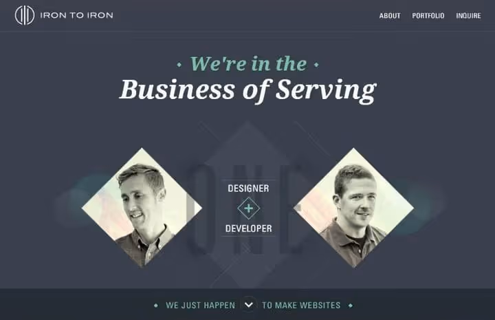 Iron to Iron Website mit Flat Design und ausdrucksstarker Typografie