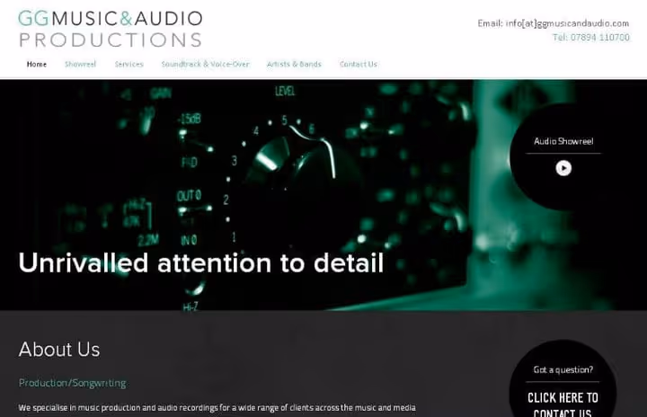 GG Music Tonstudio-Website auf WordPress mit Fokus auf Inhalte