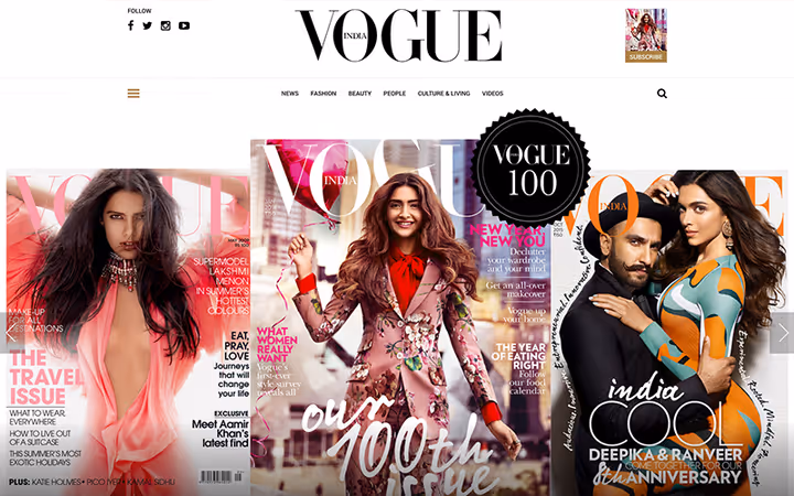 Vogue India Website auf WordPress mit Multimedia-Inhalten