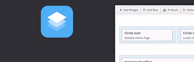 SiteOrigin Page Builder med widgets och layoutrader i admin