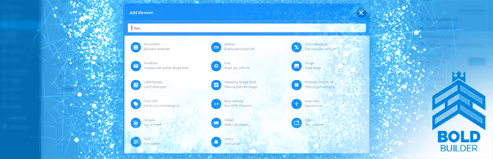Bold Page Builder med video, masonry-rutnät och textelement