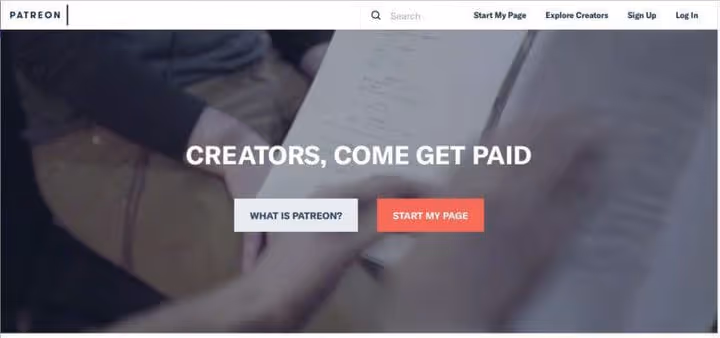 Patreon platform interface for content creators