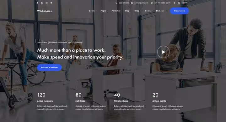 Coworkingu saidi demo Ekko teemal, pealeht