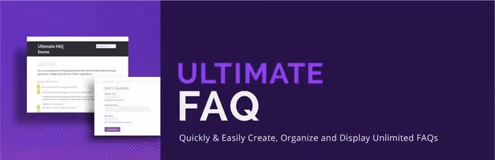 Ultimate FAQ plugin kontrollpanel med kategorier og stikkord