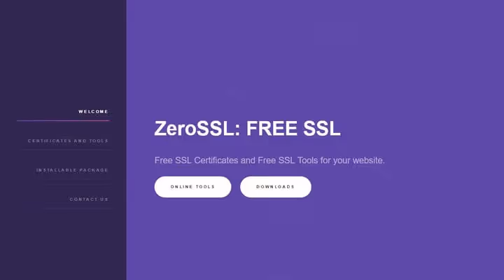 ZeroSSL-i avaekraan tasuta SSL-sertifikaadi loomise nupuga