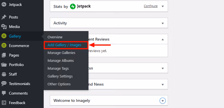 NextGEN add gallery and images menu