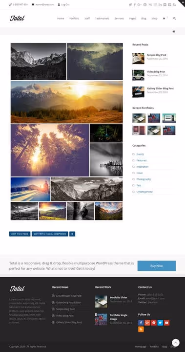 Finished NextGEN gallery on a WordPress test site