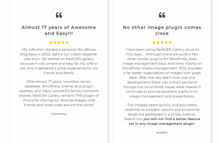 User reviews of the NextGEN Gallery plugin