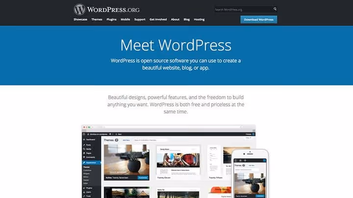 Homepage del sito WordPress con messaggio di benvenuto