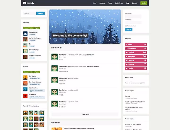 WordPress theme with BuddyPress component support